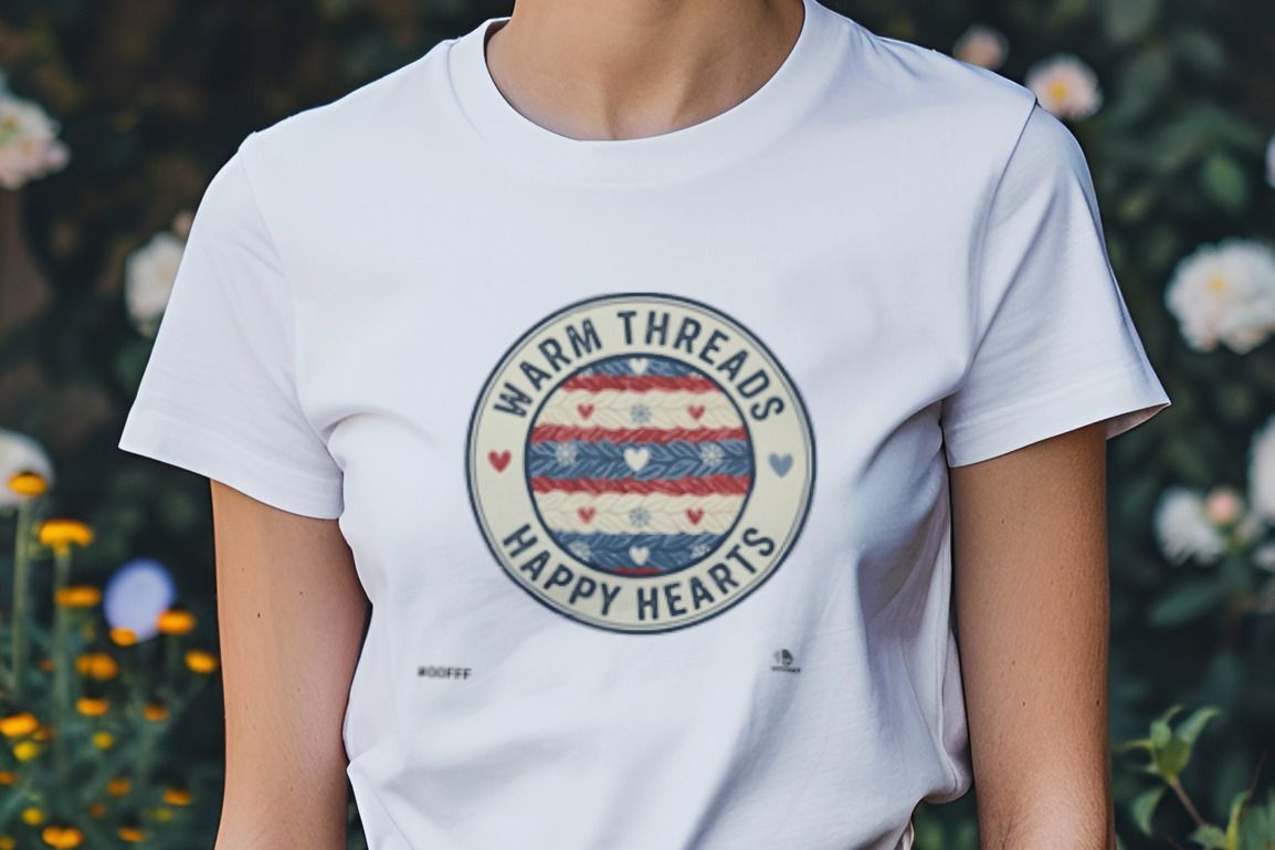 WARM THREADS HAPPY HEARTS | Cozy Christmas T-Shirt