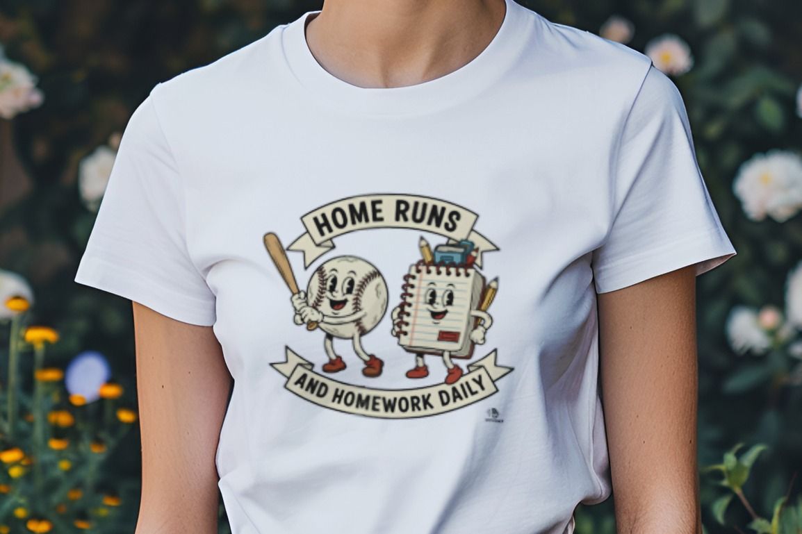 HOME RUNS AND HOMEWORK DAILY | Funny Single Dad T-Shirt
