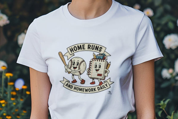 HOME RUNS AND HOMEWORK DAILY | Funny Single Dad T-Shirt