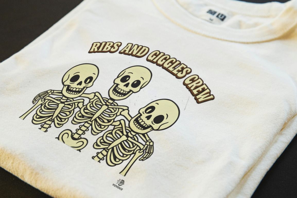 RIBS AND GIGGLES CREW | Funny Skeleton T-Shirt