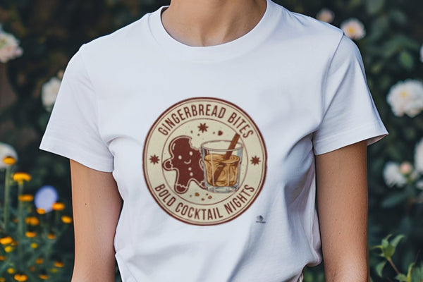 GINGERBREAD BITES BOLD COCKTAIL NIGHTS | Funny Christmas T-Shirt