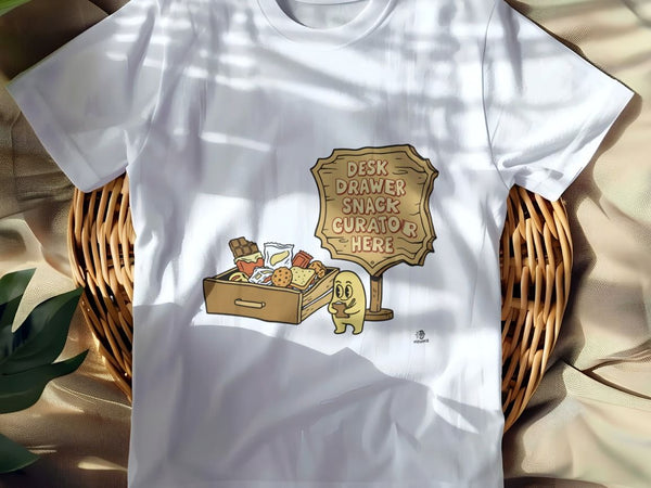 DESK DRAWER SNACK CURATOR HERE | Funny Office Snack T-shirt