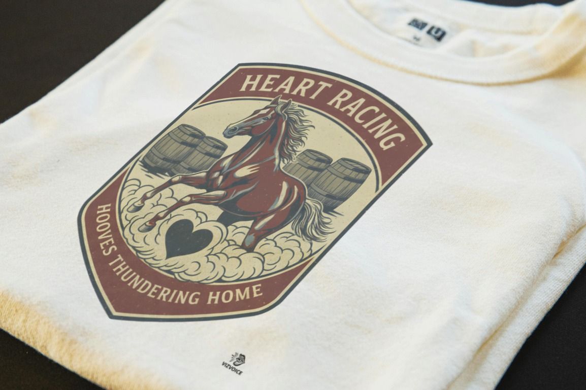 HEART RACING HOOVES THUNDERING HOME | Fun Barrel Racer T-Shirt