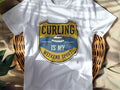 Curling weekend sport slogan design for dedicated players and fans, clean typographic print for tees and gifts