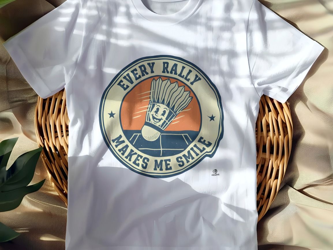 EVERY RALLY MAKES ME SMILE | Badminton T-Shirt for Enthusiasts