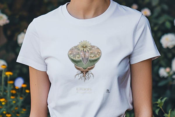 Lithops Botanical Art T-Shirt | Vintage Succulent Illustration