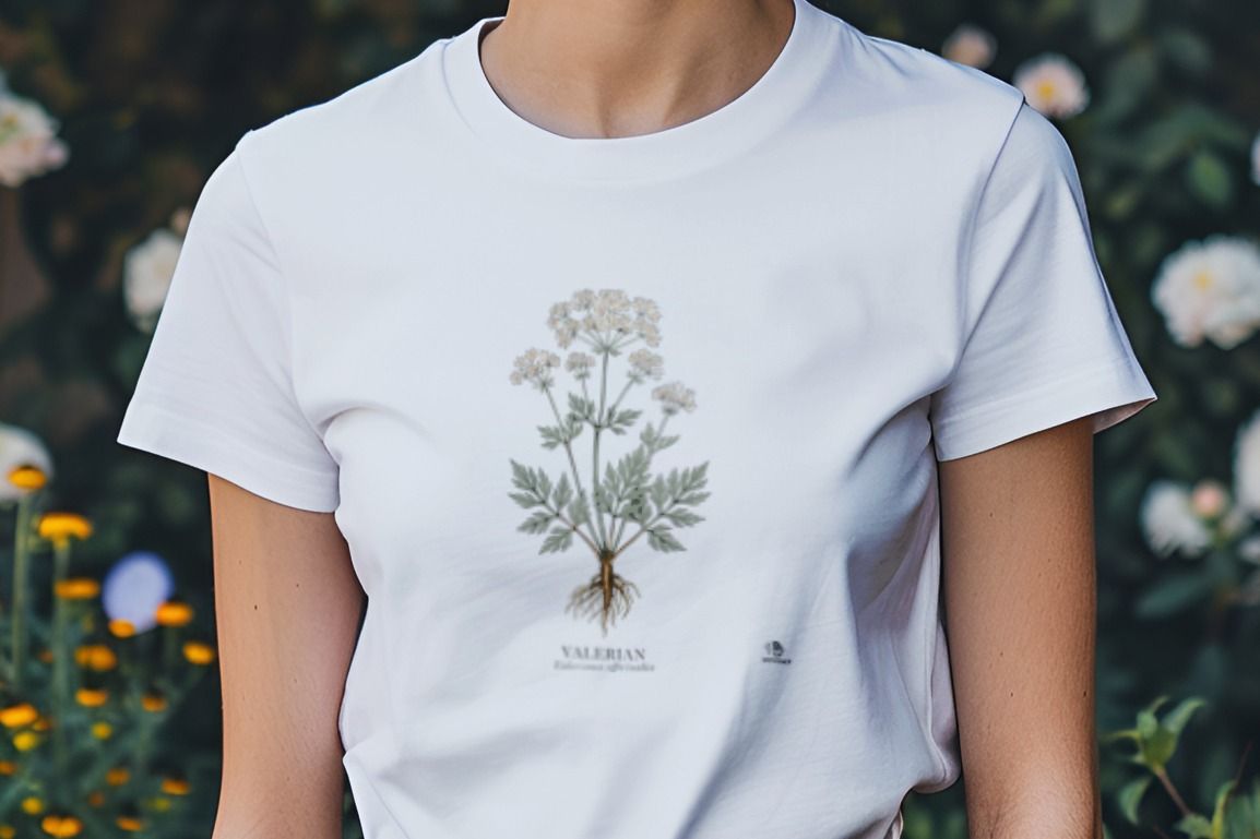 Valerian Botanical Art T-Shirt | Vintage Illustration of Valeriana Officinalis