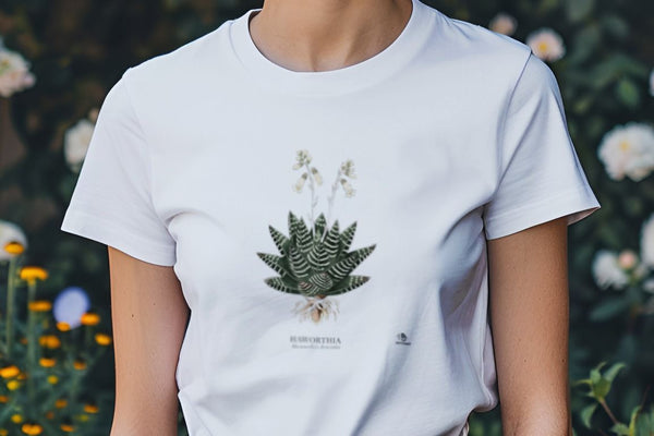 Haworthia Botanical Art T-Shirt | Vintage Etching & Watercolor Design