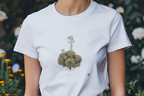 Sempervivum Botanical Art T-Shirt | Vintage Elegance in Nature