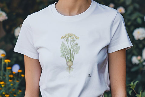Fennel Botanical Art T-Shirt | Vintage Etching and Watercolor Design