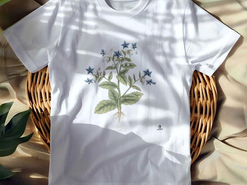 Borage Botanical Art T-Shirt | Vintage Herb Illustration