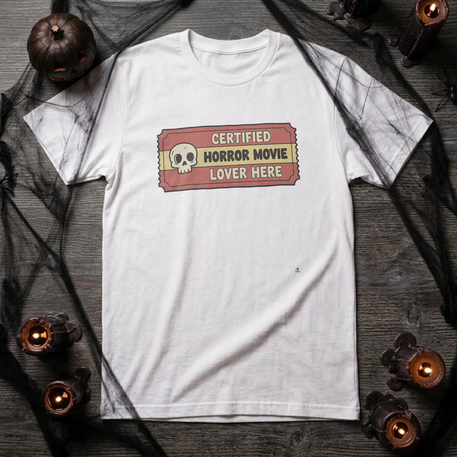 CERTIFIED HORROR MOVIE LOVER HERE | Spooktacular Halloween T-shirt