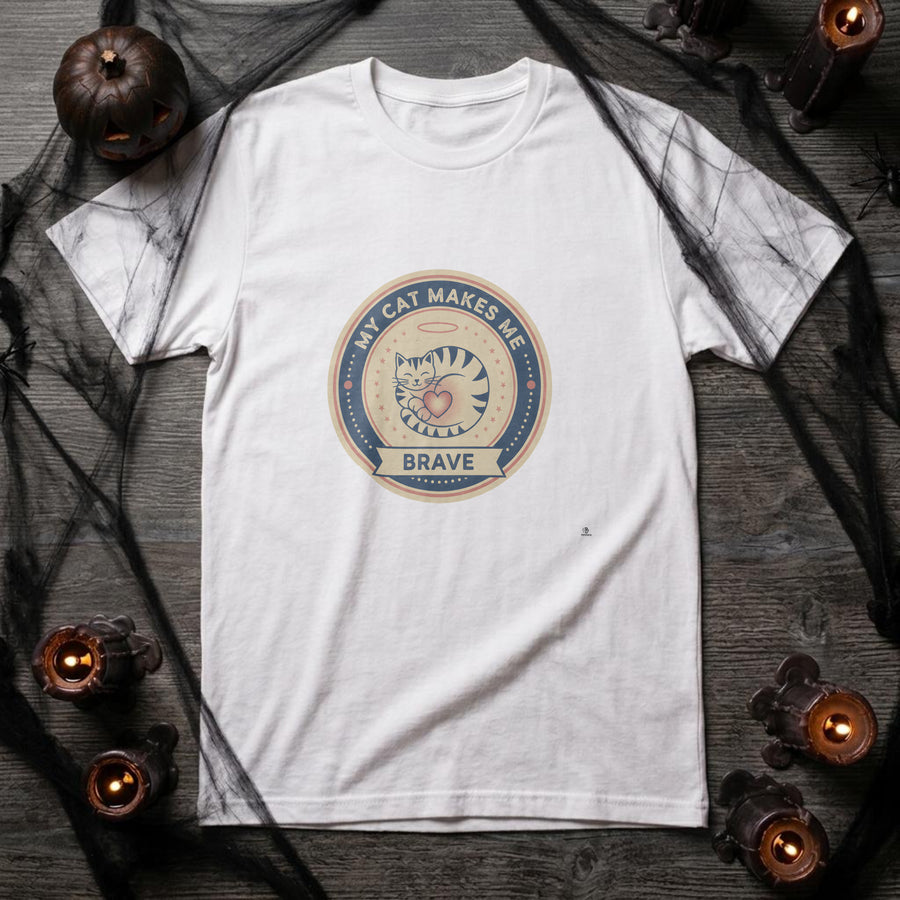 MY CAT MAKES ME BRAVE | Spooky Cat Owner T-Shirt