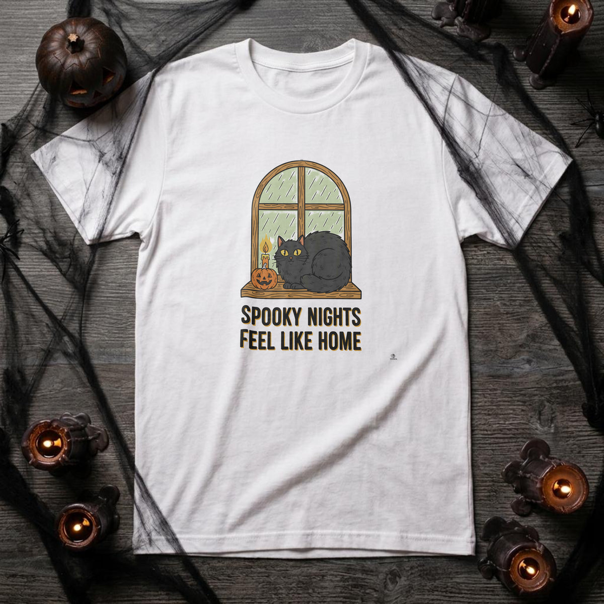 SPOOKY NIGHTS FEEL LIKE HOME | Cozy Halloween Cat Lover T-shirt