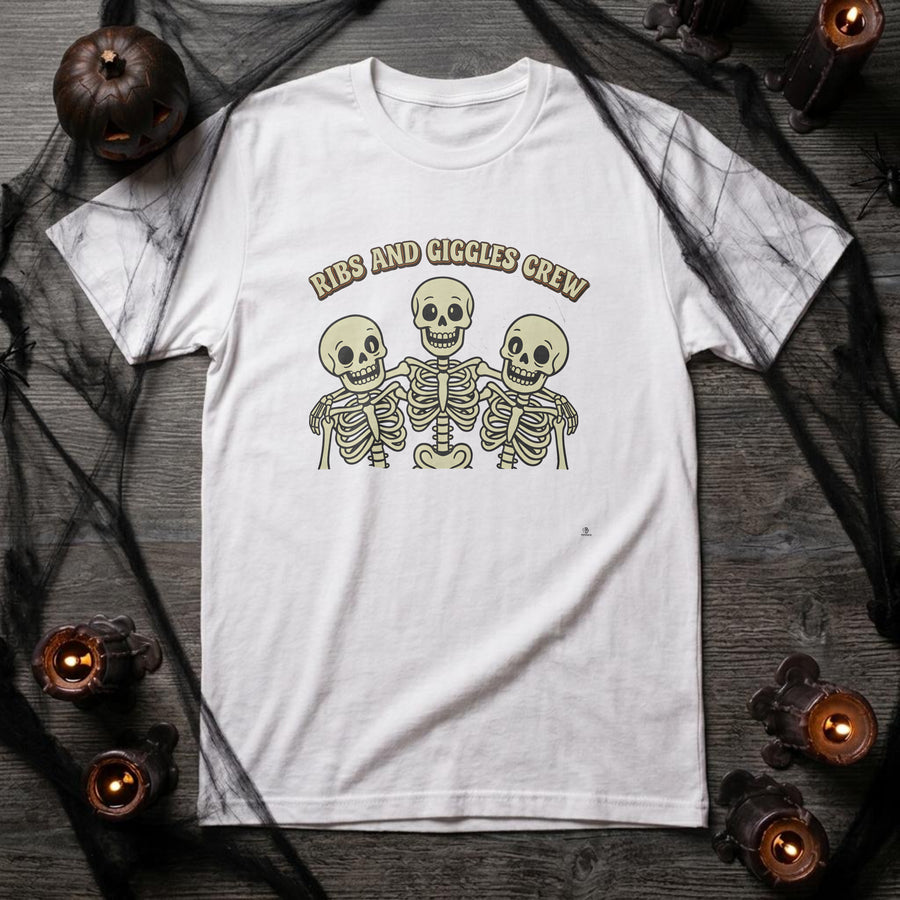 RIBS AND GIGGLES CREW | Funny Skeleton T-Shirt