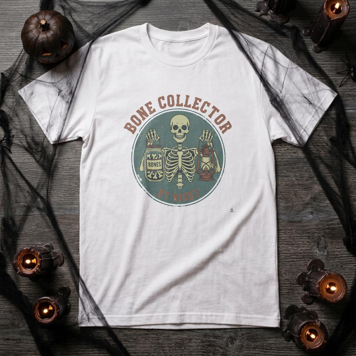 BONE COLLECTOR BY NIGHT | Funny Skeleton Humor T-Shirt