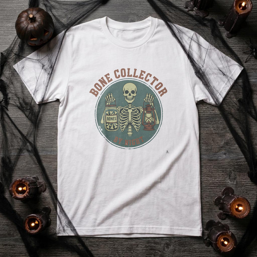 BONE COLLECTOR BY NIGHT | Funny Skeleton Humor T-Shirt