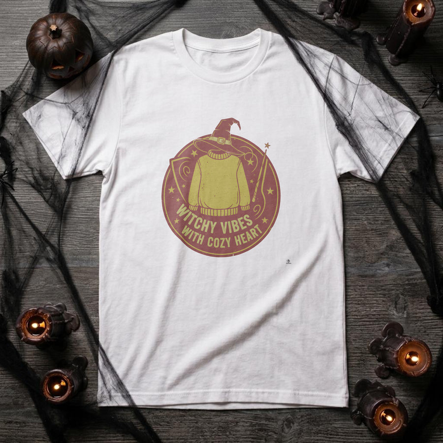 WITCHY VIBES WITH COZY HEART | Spooky Season T-shirt