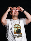 SPOOKY NIGHTS FEEL LIKE HOME | Cozy Halloween Cat Lover T-shirt - lifestyle