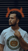WARM NIGHTS AND PUMPKIN LIGHTS | Cozy Halloween T-Shirt - lifestyle
