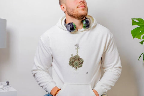Sempervivum Botanical Art Hoodie | Vintage Succulent Illustration