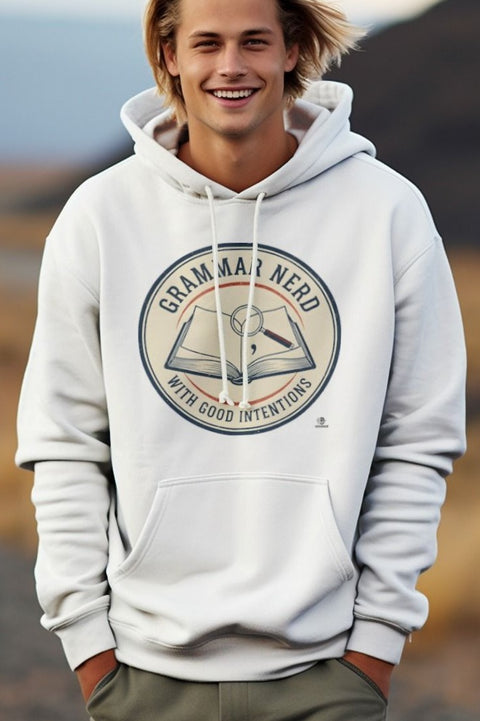 GRAMMAR NERD WITH GOOD INTENTIONS | Cozy Hoodie for Language Lovers