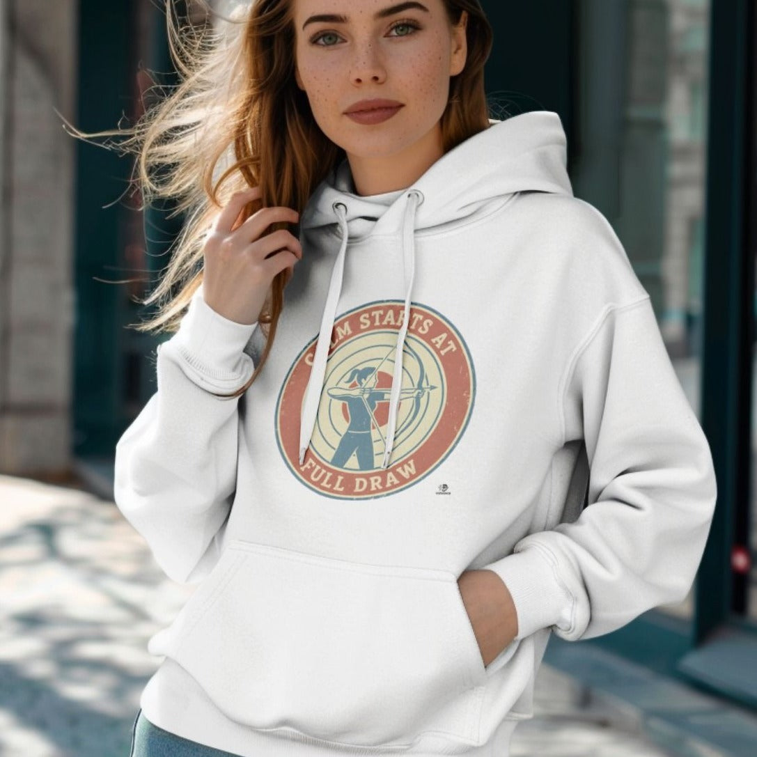 CALM STARTS AT FULL DRAW | Cozy Archery Hoodie
