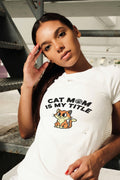 CAT MOM IS MY TITLE | Humorous Cat Mom T-Shirt - accurate print preview