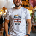 SNACKS DIRECTOR AND BEDTIME BOSS | Funny Parenting T-Shirt - accurate print preview