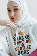 SNACKS DIRECTOR AND BEDTIME BOSS | Funny Parenting Hoodie - accurate print preview