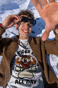 TEAM TIGER ENERGY ALL DAY | Fun Wild Animal T-Shirt - accurate print preview