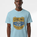 Curling weekend sport slogan design for dedicated players and fans, clean typographic print for tees and gifts - accurate print preview