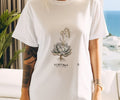 Echeveria Botanical Art T-Shirt | Vintage Botanical Elegance - accurate print preview