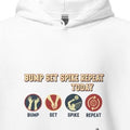 BUMP SET SPIKE REPEAT TODAY | Fun Volleyball Hoodie - accurate print preview