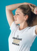 COURAGE GROWS WHEN I DREAM | Motivational T-Shirt for Champions - accurate print preview