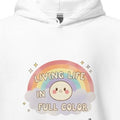 LIVING LIFE IN FULL COLOR | Fun Hoodie for Tattoo Lovers - accurate print preview