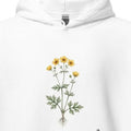 Meadow Buttercup Botanical Art Hoodie | Vintage Illustration Style - accurate print preview