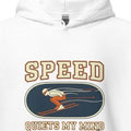 SPEED QUIETS MY MIND | Cozy Skiing Hoodie - accurate print preview