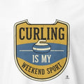 Curling weekend sport slogan design for dedicated players and fans, clean typographic print for tees and gifts - accurate print preview