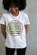 SHEET MUSIC IS MY MAP | Fun Piano Lover T-shirt - accurate print preview