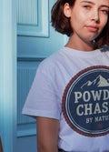 Skiing Powder Chaser Apparel and Gifts for Mountain Life Fans, clean bold lettering for winter sport lovers - accurate print preview