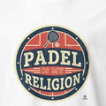 PADEL IS MY RELIGION | Funny Padel T-shirt for Fans - accurate print preview
