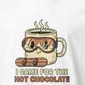 I CAME FOR THE HOT CHOCOLATE | Funny Snowboarding T-shirt - accurate print preview