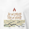 ICE ON STREETS FIRE IN HEARTS | Scandinavian Seasonal T-Shirt - accurate print preview