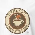 COFFEE FIRST THEN CANTER PLEASE | Equestrian T-shirt - accurate print preview