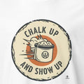 Powerlifting motivational phrase with chalk theme, bold training design for gym apparel, posters, and stickers - accurate print preview
