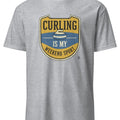 Curling weekend sport slogan design for dedicated players and fans, clean typographic print for tees and gifts - accurate print preview