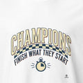 CHAMPIONS FINISH WHAT THEY START | Motivational T-Shirt - accurate print preview