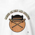 RAISED ON DIRT AND DUGOUTS | Softball T-Shirt for Players - accurate print preview