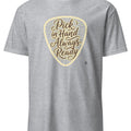 PICK IN HAND ALWAYS READY | Funny Guitar Player T-Shirt - accurate print preview